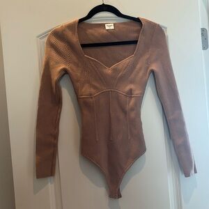 Tan sweater bodysuit from Abercrombie